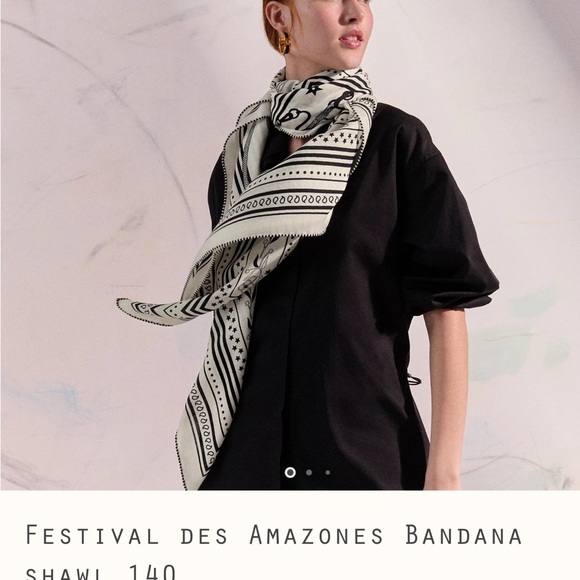Hermes Shawl Scarf  Festival des Amazones Bandana Stole Cashmere Silk 140 NWT - Picture 4 of 14